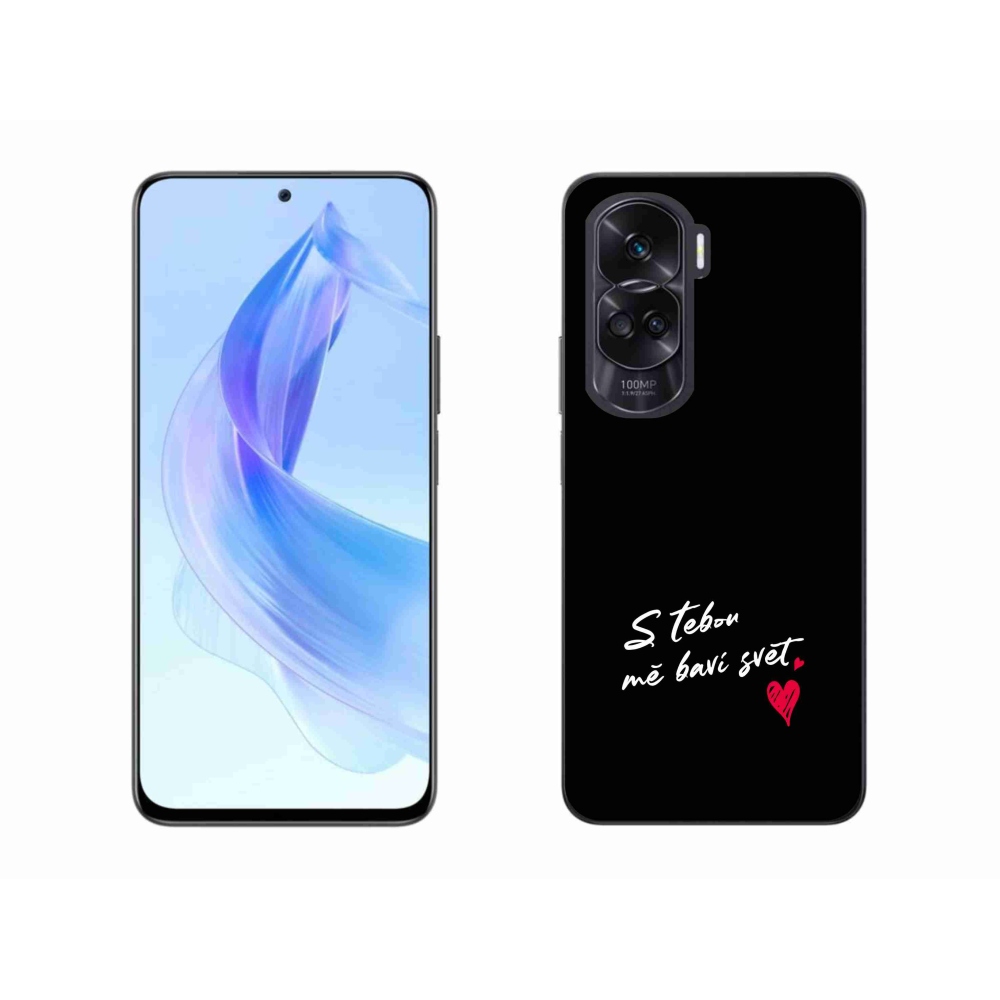 Gelový kryt mmCase na Honor 90 Lite - zamilovaný text 1 černé pozadí