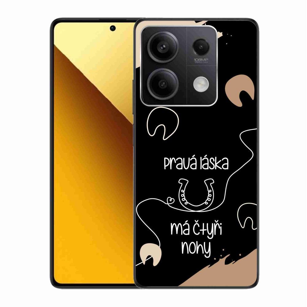 Gelový kryt mmCase na Xiaomi Redmi Note 13 5G - koňský motiv černé pozadí