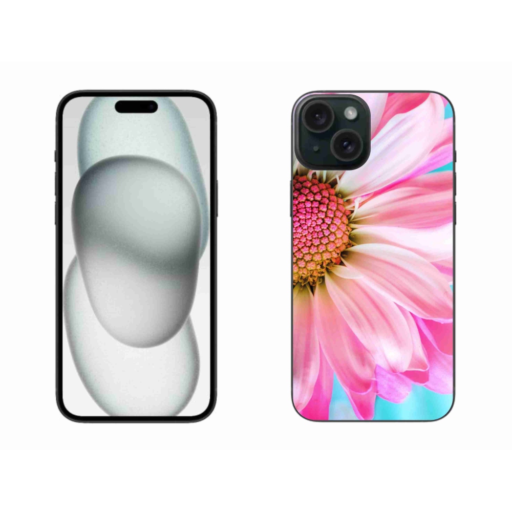 Gelový kryt mmCase na iPhone 15 Plus - růžová květina
