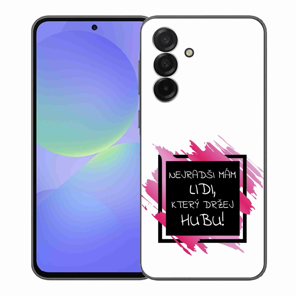 Gelový kryt mmCase na Samsung Galaxy A36 5G - vtipný text 7 černobílé pozadí