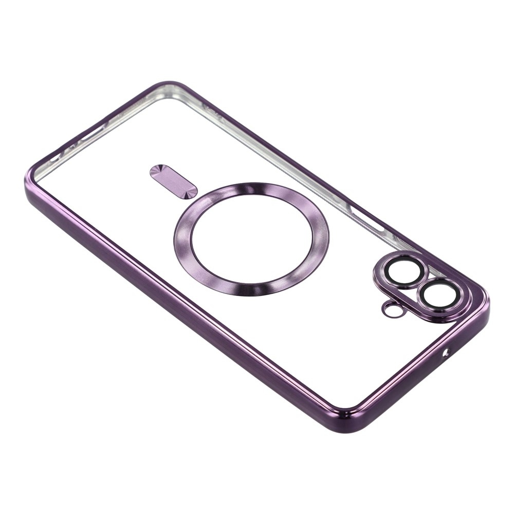 Clear obal s ochranou fotoaparátu a podporou MagSafe na Samsung Galaxy A07 4G - fialový
