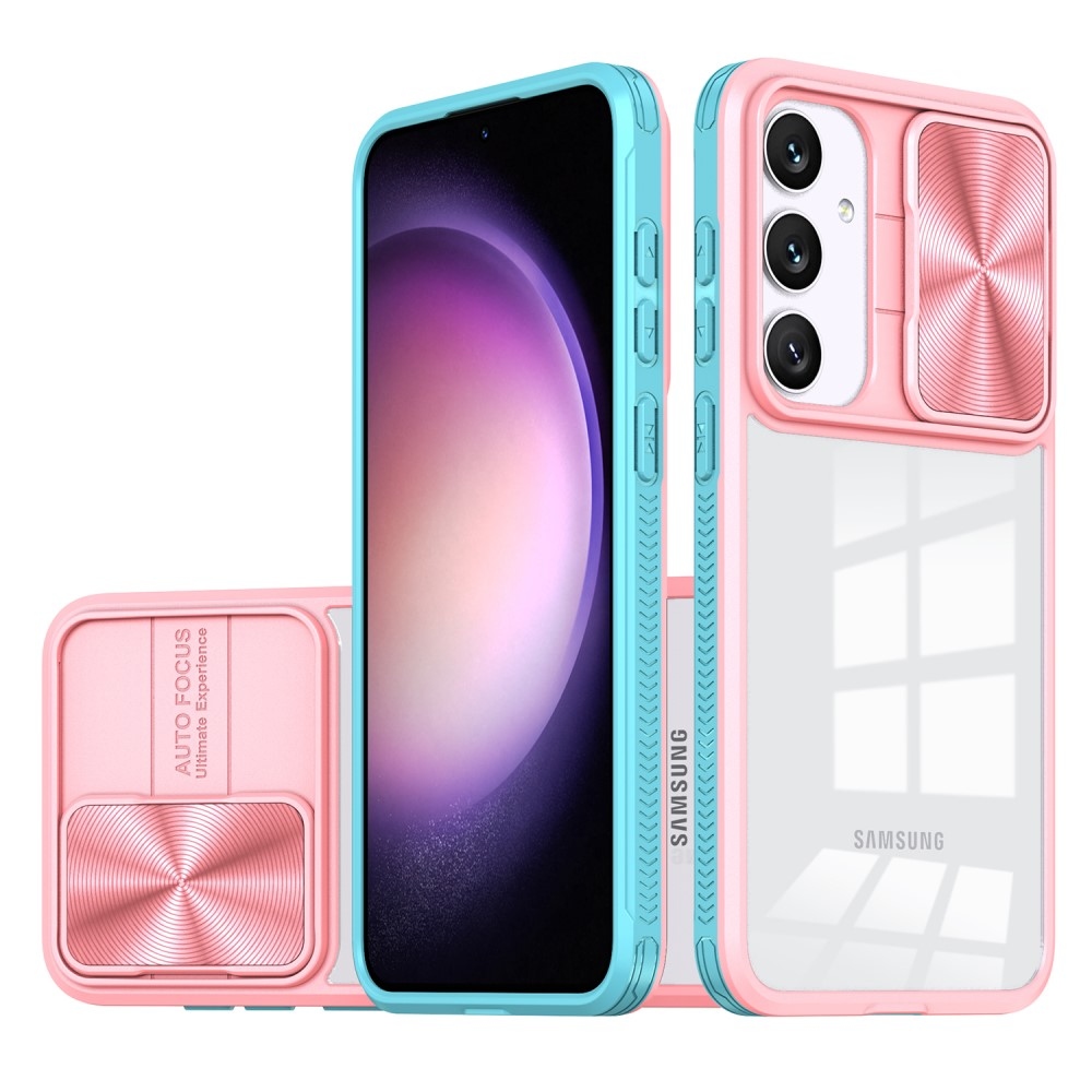 Backplate odolný kryt s krytkou fotoaparátu na Samsung Galaxy S25+ - růžový/modrozelený