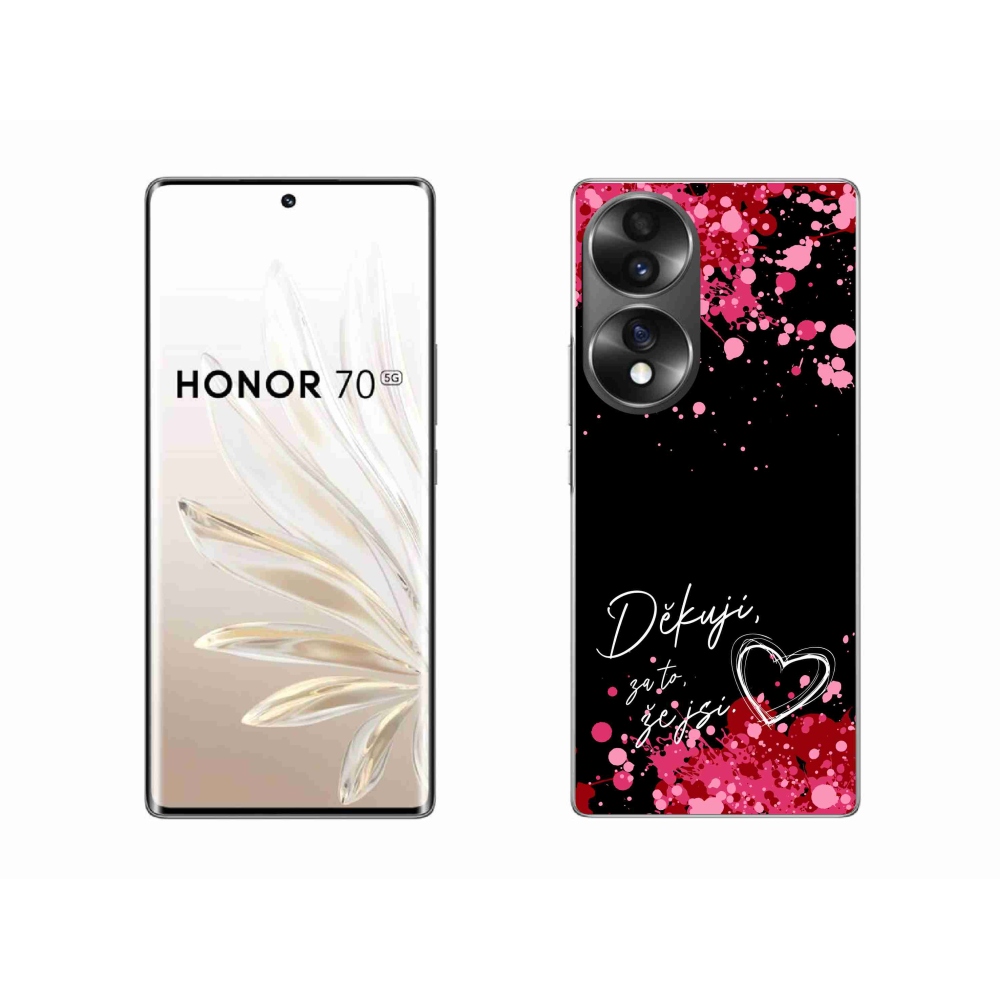 Gelový kryt mmCase na Honor 70 - zamilovaný text 2 černé pozadí