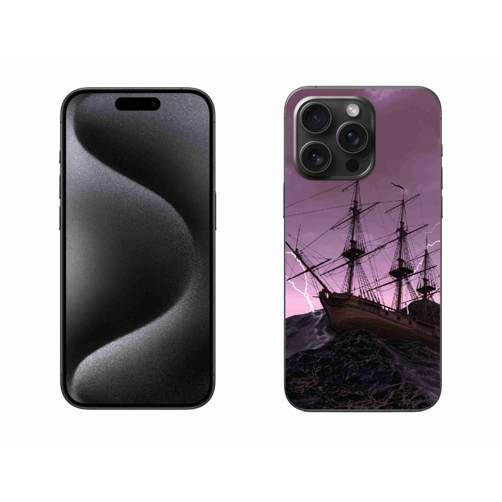 Gelový kryt mmCase na iPhone 15 Pro Max - loď v bouři