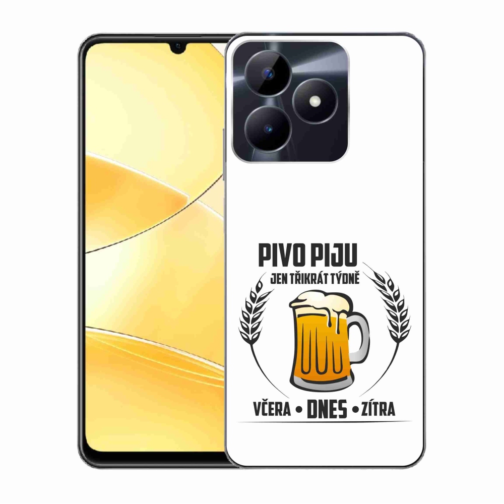 Gelový kryt mmCase na Realme C51/C53 - pivní motiv bílé pozadí