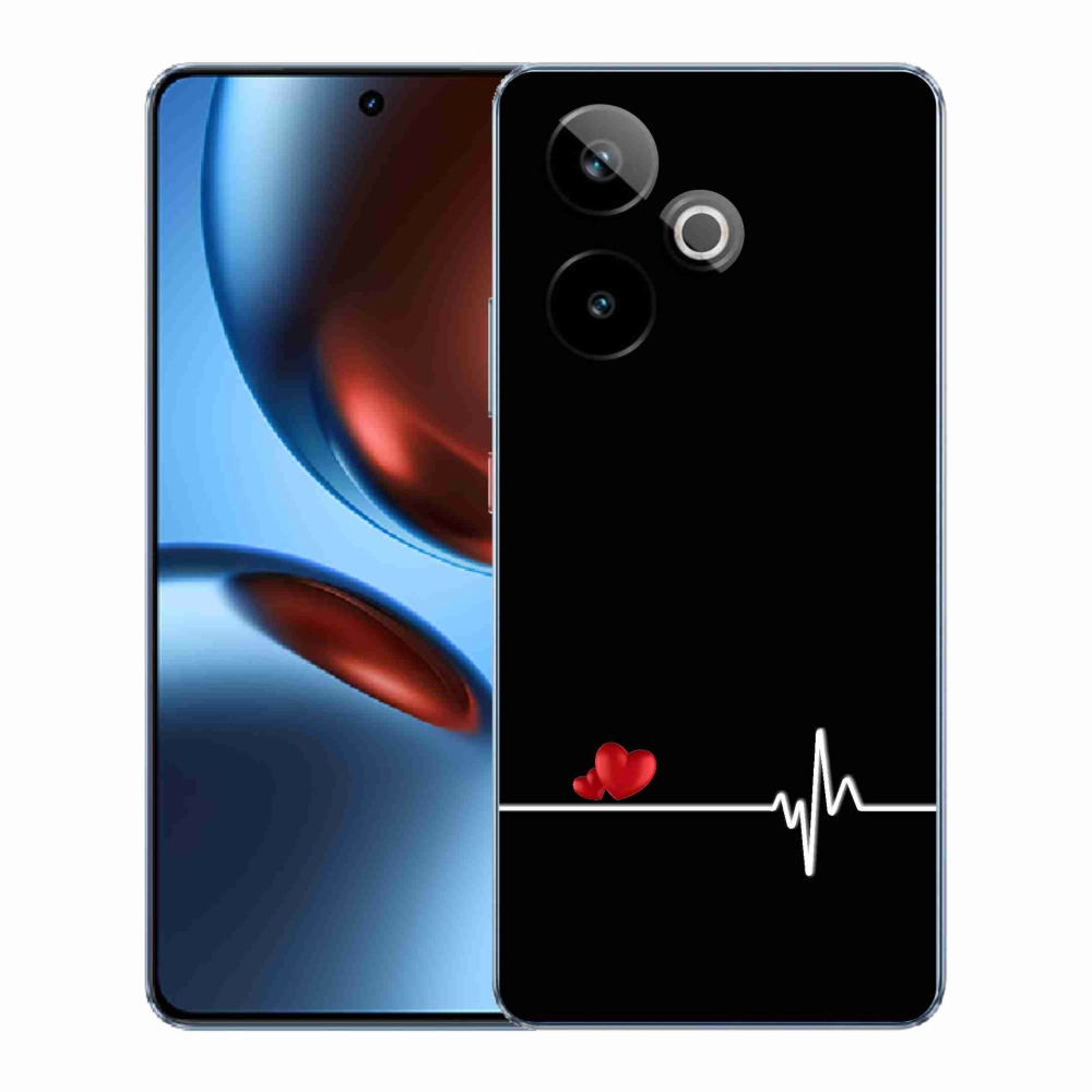Gelový kryt mmCase na Realme GT 7 5G/GT 7T 5G - srdce a tep černé pozadí