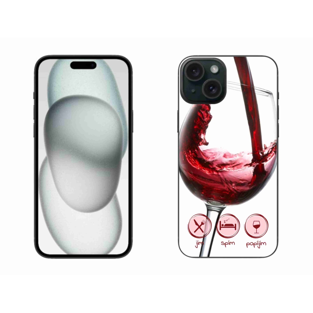 Gelový obal mmCase na iPhone 15 Plus - sklenička vína červené