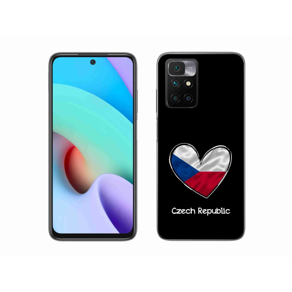 Gelový kryt mmCase na Xiaomi Redmi 10/Redmi 10 (2022) - vlajka srdce černé pozadí