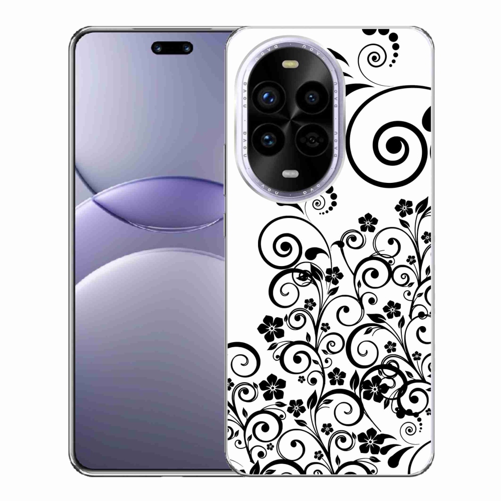 Gelový kryt mmCase na Huawei Nova 13 Pro 5G - černobílé květinové vzory