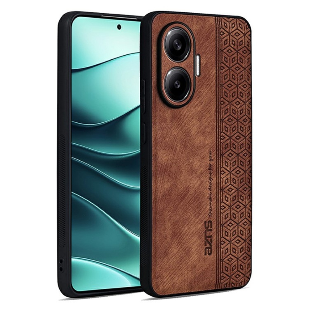 AZNS gelový obal potažený PU kůží pro mobil Xiaomi Poco F7 5G - hnědý