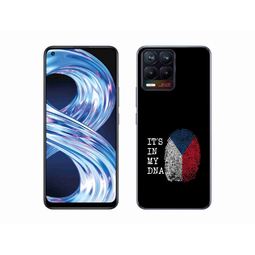 Gelový kryt mmCase na Realme 8 4G - vlajka otisk prstu černé pozadí