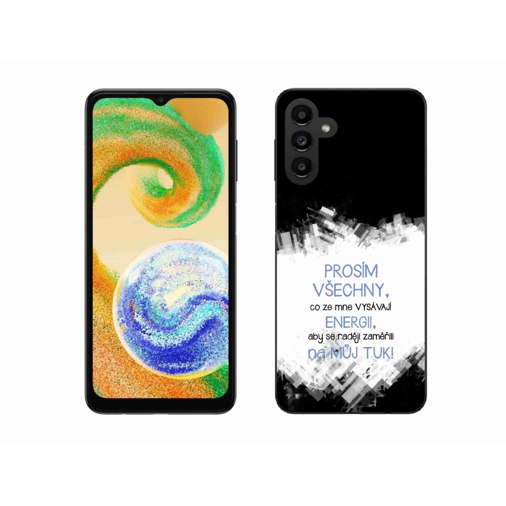 Gelový kryt mmCase na Samsung Galaxy A04s (164.7x76.7x9.1mm) - vtipný text 1 modrý