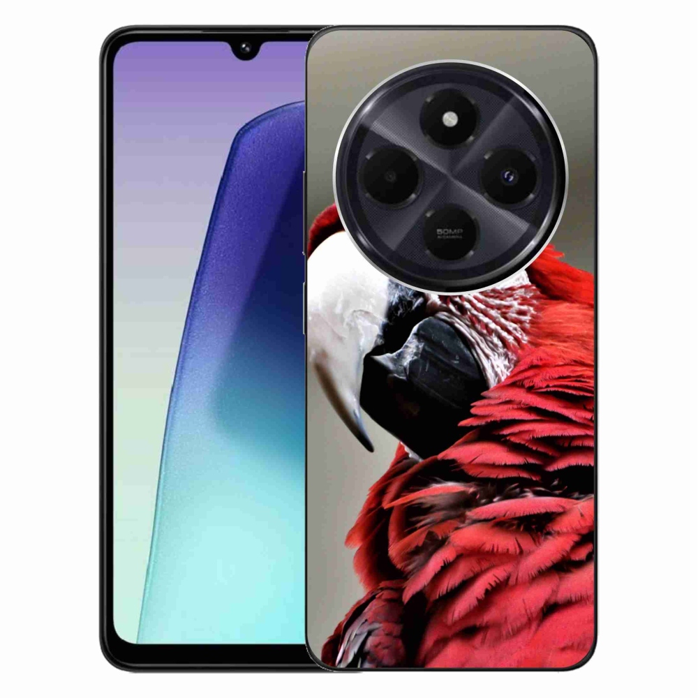Gelový obal mmCase na Xiaomi Redmi 14C/Poco C75 - papoušek ara červený