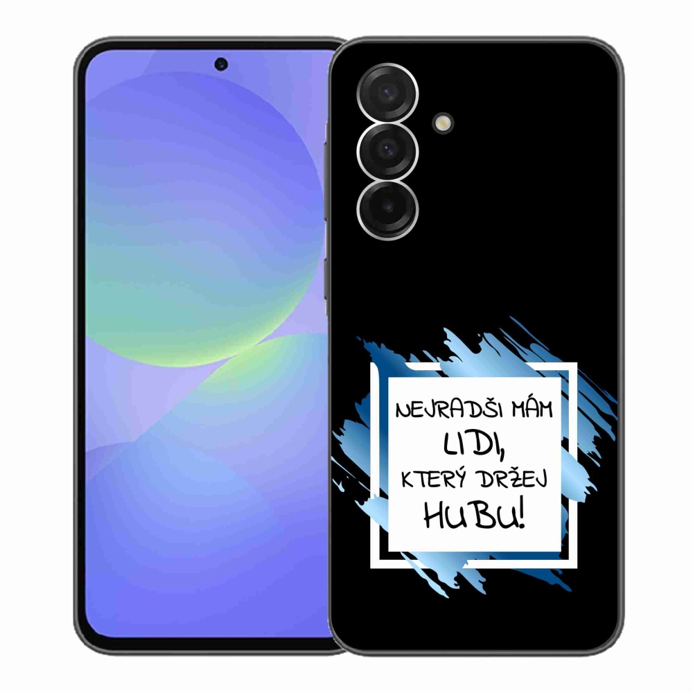 Gelový kryt mmCase na Samsung Galaxy A36 5G - vtipný text 7 bíločerné pozadí
