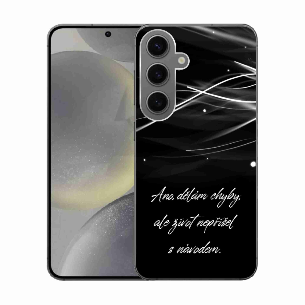 Gelový kryt mmCase na Samsung Galaxy S24 - citát černé pozadí