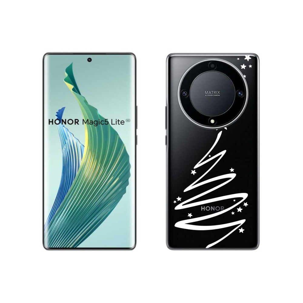 Gelový kryt mmCase na Honor Magic 5 Lite 5G - bílý stromeček na průhledném pozadí