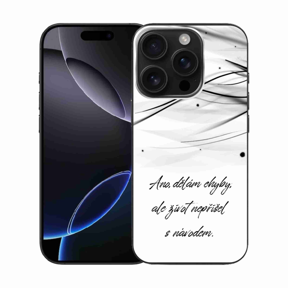 Gelový kryt mmCase na iPhone 16 Pro - citát bílé pozadí
