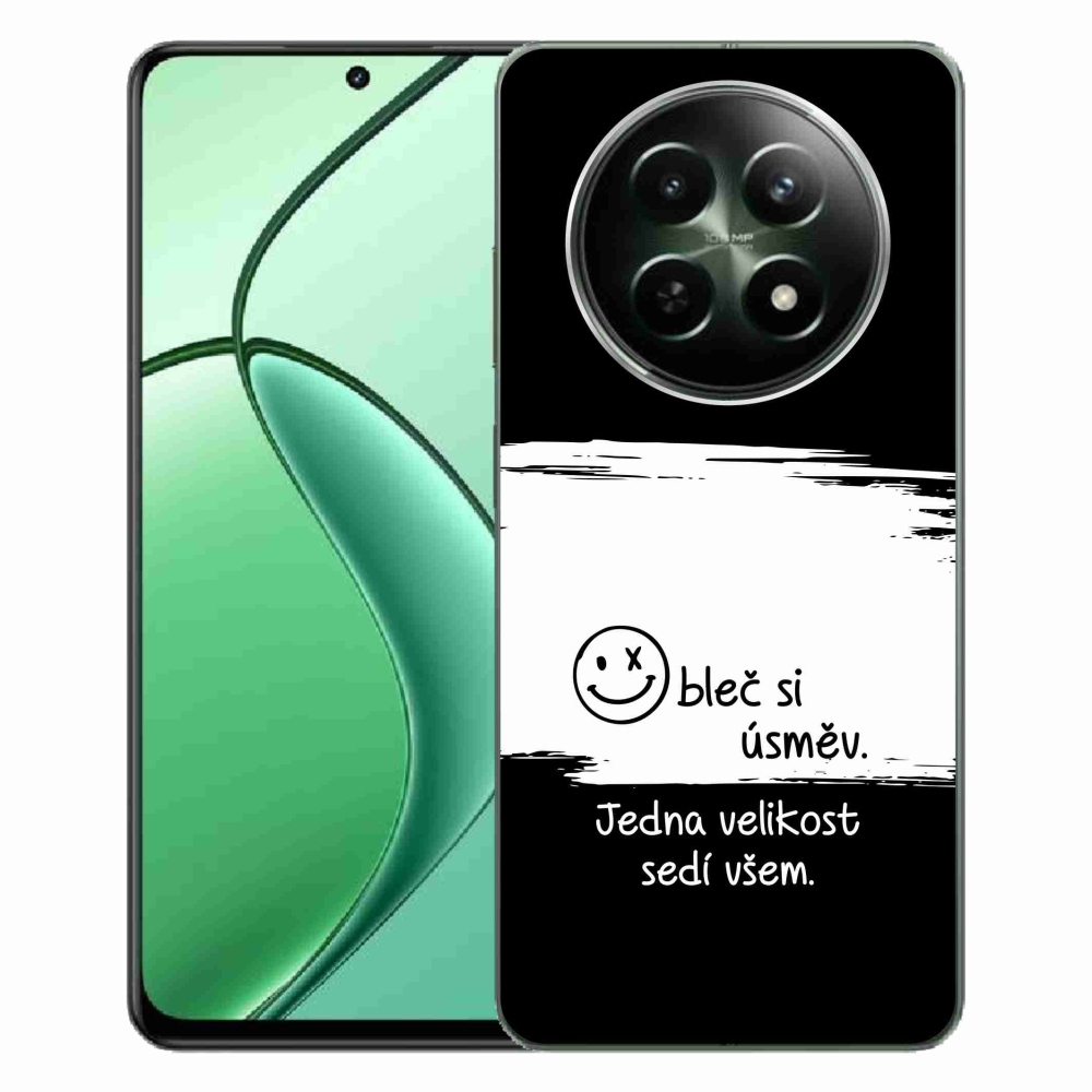Gelový kryt mmCase na Realme 12 5G/12x 5G - vtipný text 8 bíločerné pozadí