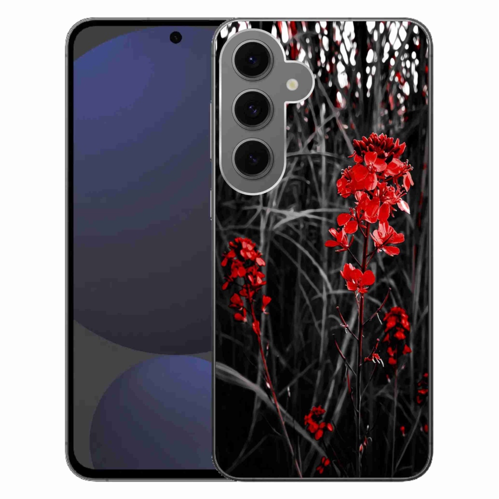 Gelový kryt mmCase na Samsung Galaxy S24 FE - červená rostlina