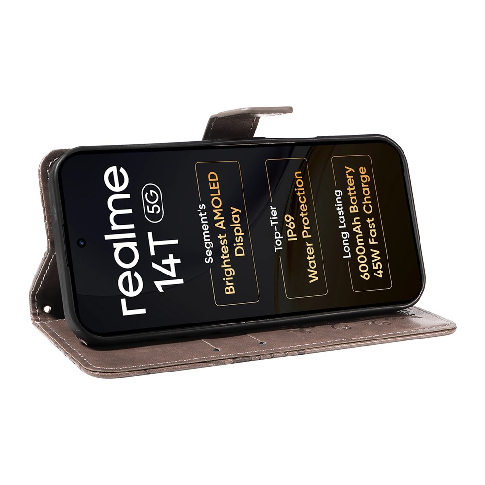 Big Butterfly knížkové pouzdro na Realme 14 5G/14T 5G - šedé
