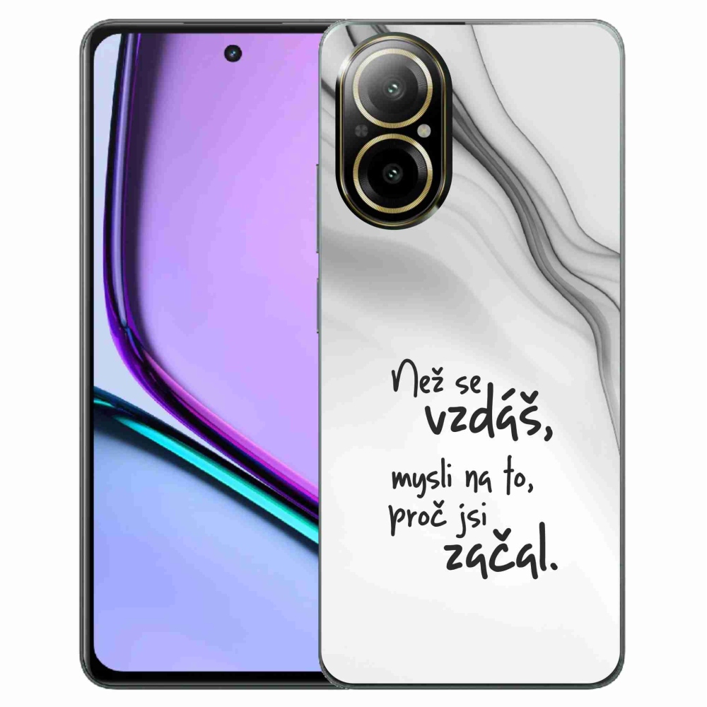 Gelový kryt mmCase na Realme C67 - citát 2 bílé pozadí