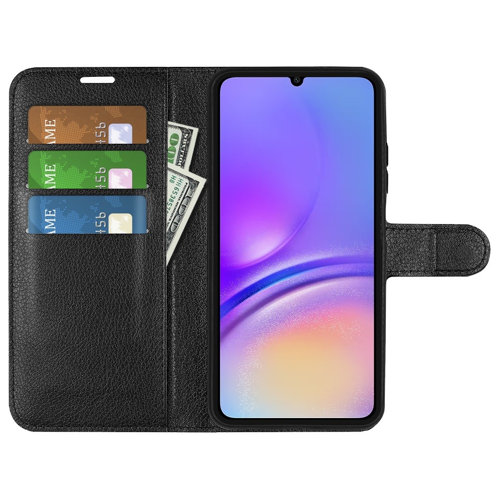 Litchi knížkové pouzdro na Samsung Galaxy A06 4G - černé