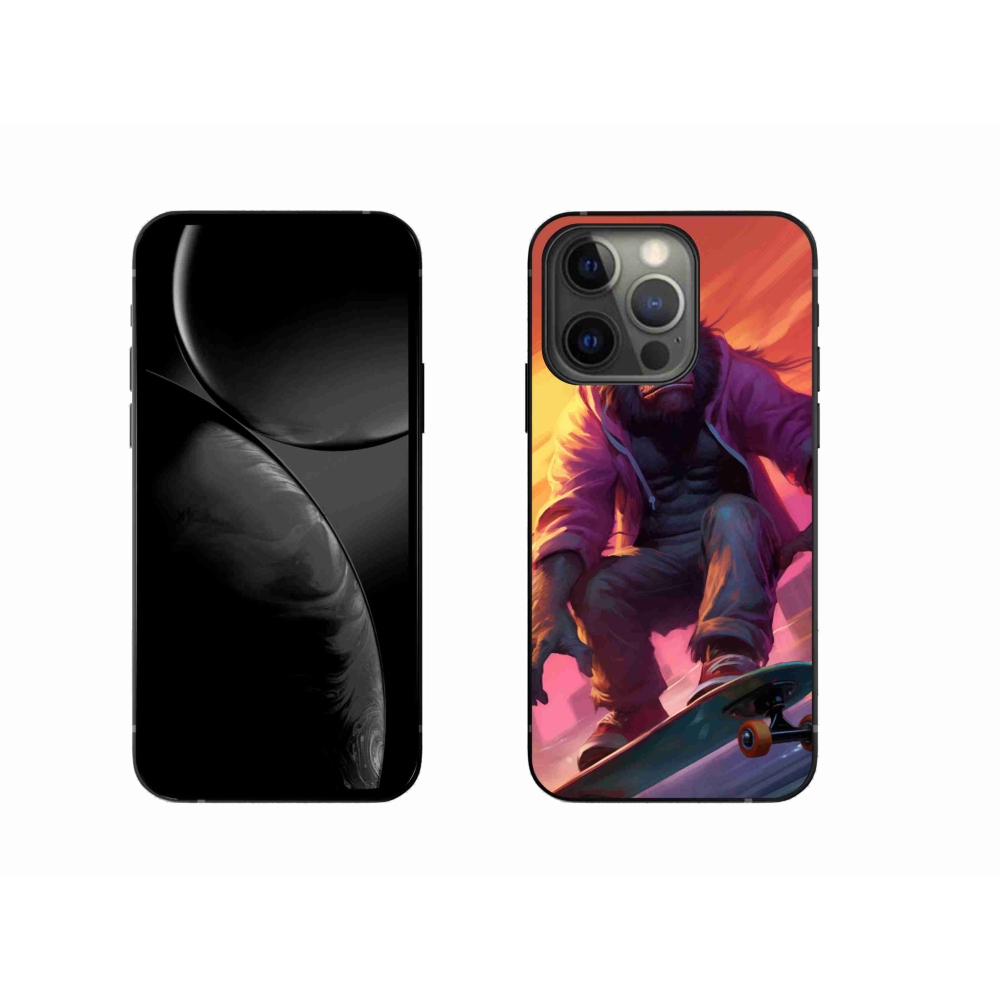 Gelový kryt mmCase na iPhone 13 Pro - gorila na skateboardu