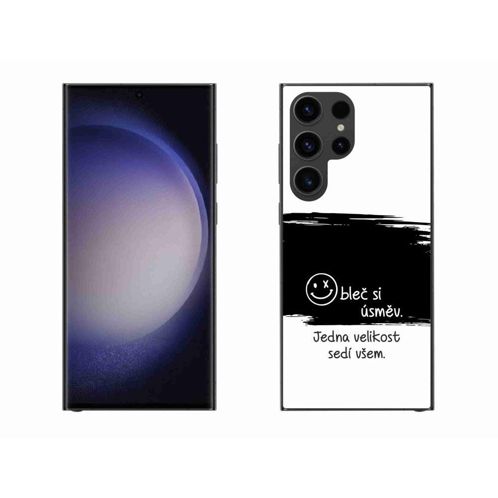Gelový kryt mmCase na Samsung Galaxy S23 Ultra 5G - vtipný text 8 černobílé pozadí