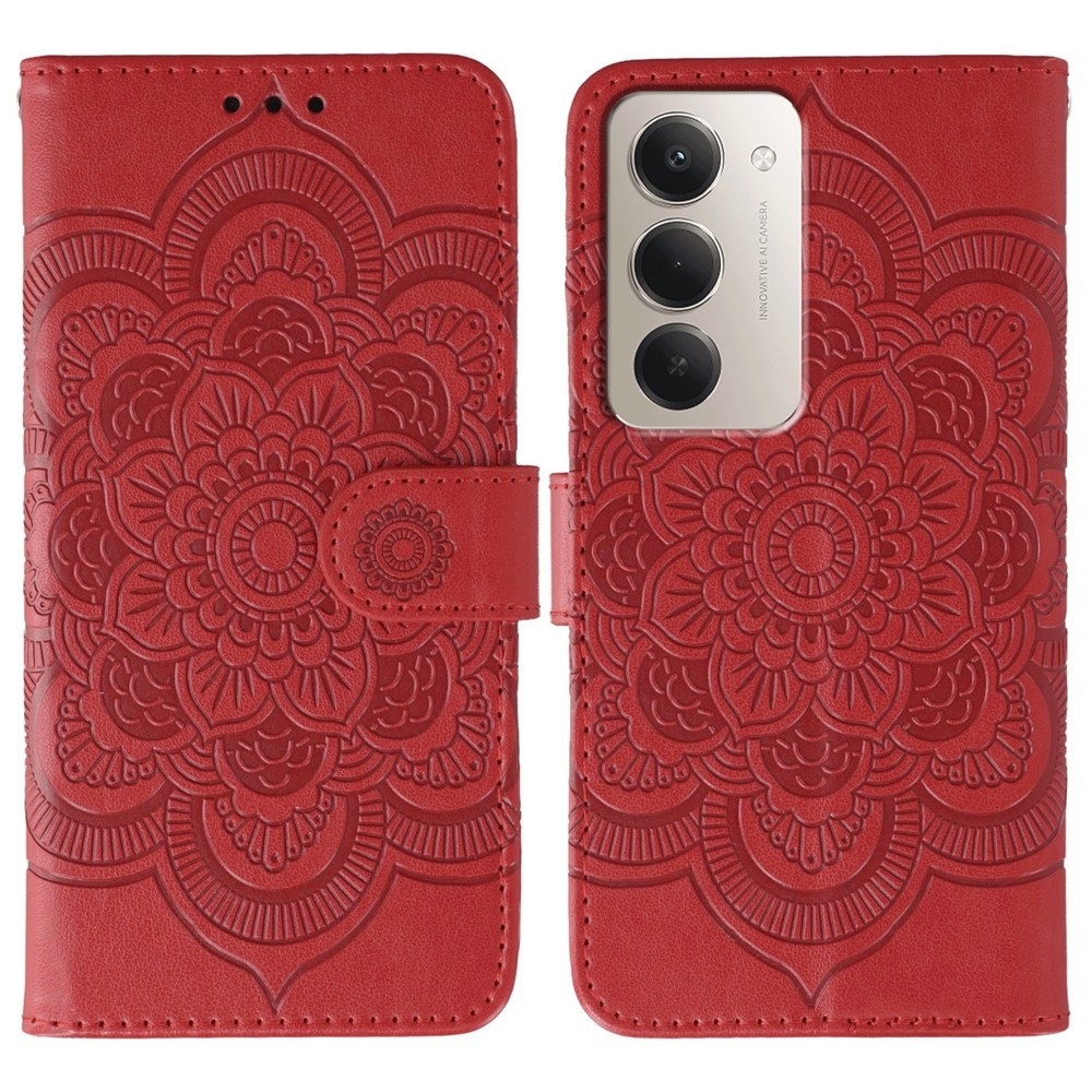 Mandala knížkové pouzdro na Xiaomi Redmi 15 5G - červené