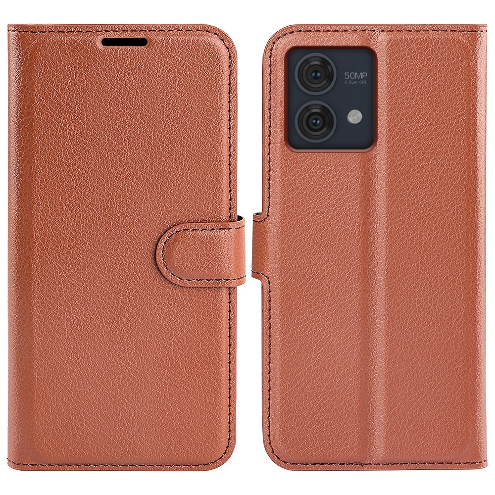 Litchi knížkové pouzdro na Motorola Moto G84 5G - hnědé