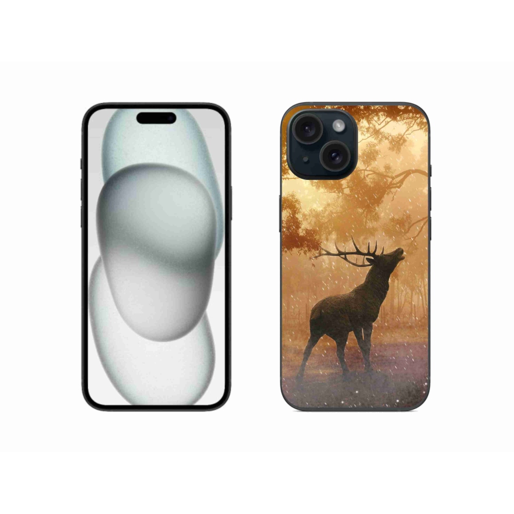 Gelový kryt mmCase na iPhone 15 - jelen v říji