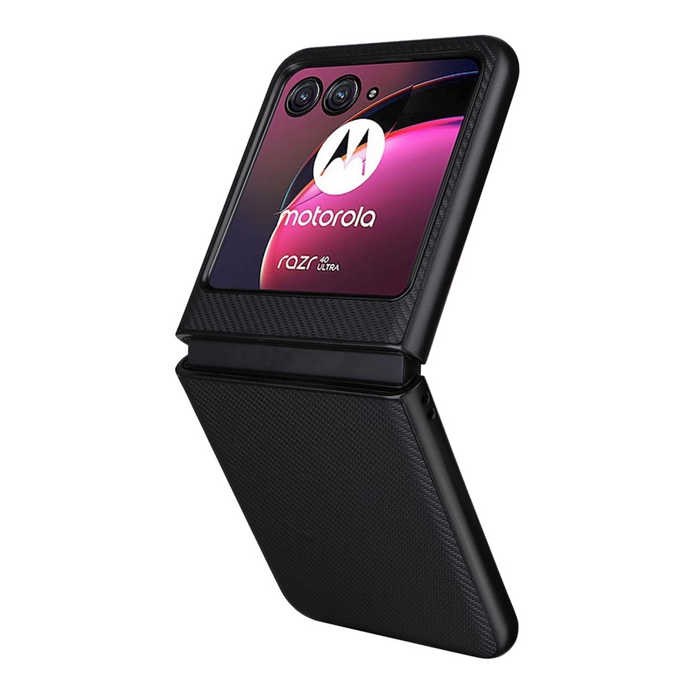 Textury plastový kryt s umělou kůží na Motorola Razr 40 Ultra 5G - černý