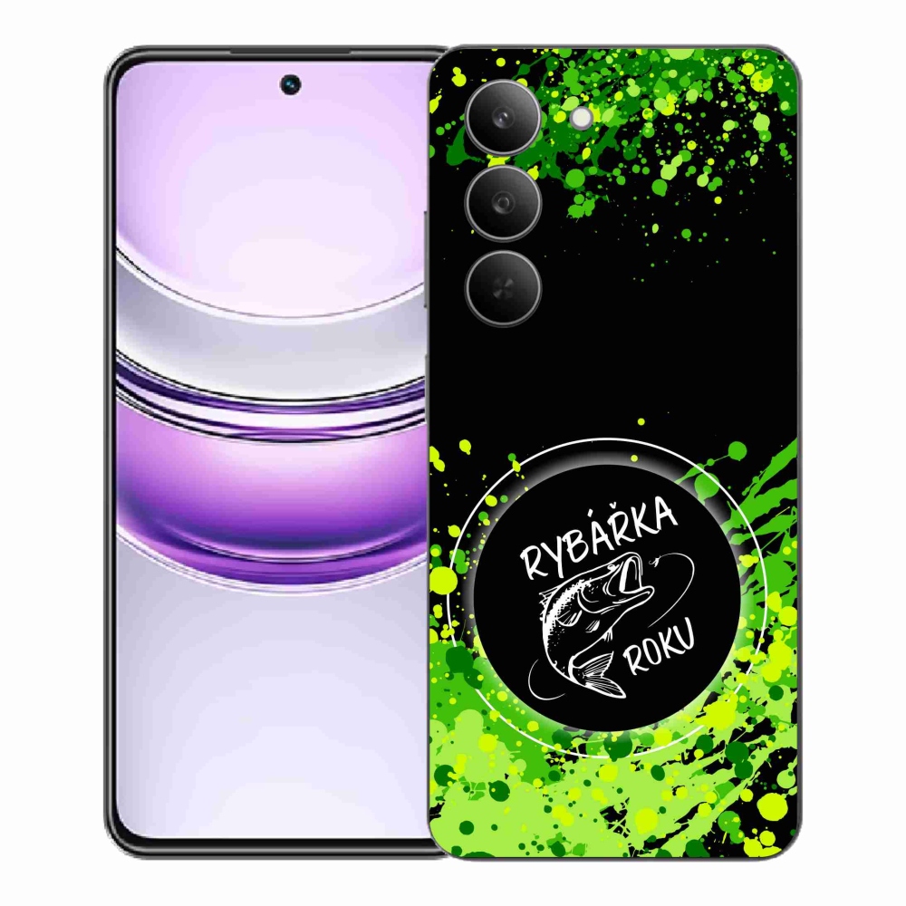 Gelový kryt mmCase na Realme 14x 5G - rybářka roku černé pozadí