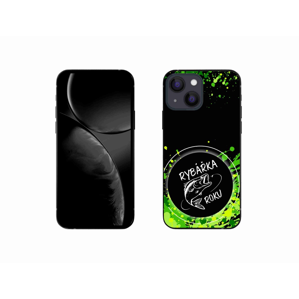 Gelový kryt mmCase na iPhone 13 mini 5.4 - rybářka roku černé pozadí