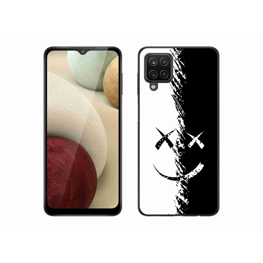 Gelový kryt mmCase na Samsung Galaxy A12 - černobílý smajlík