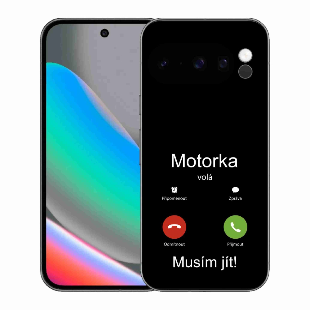 Gelový kryt mmCase na Google Pixel 10 Pro - motorka volá černé pozadí