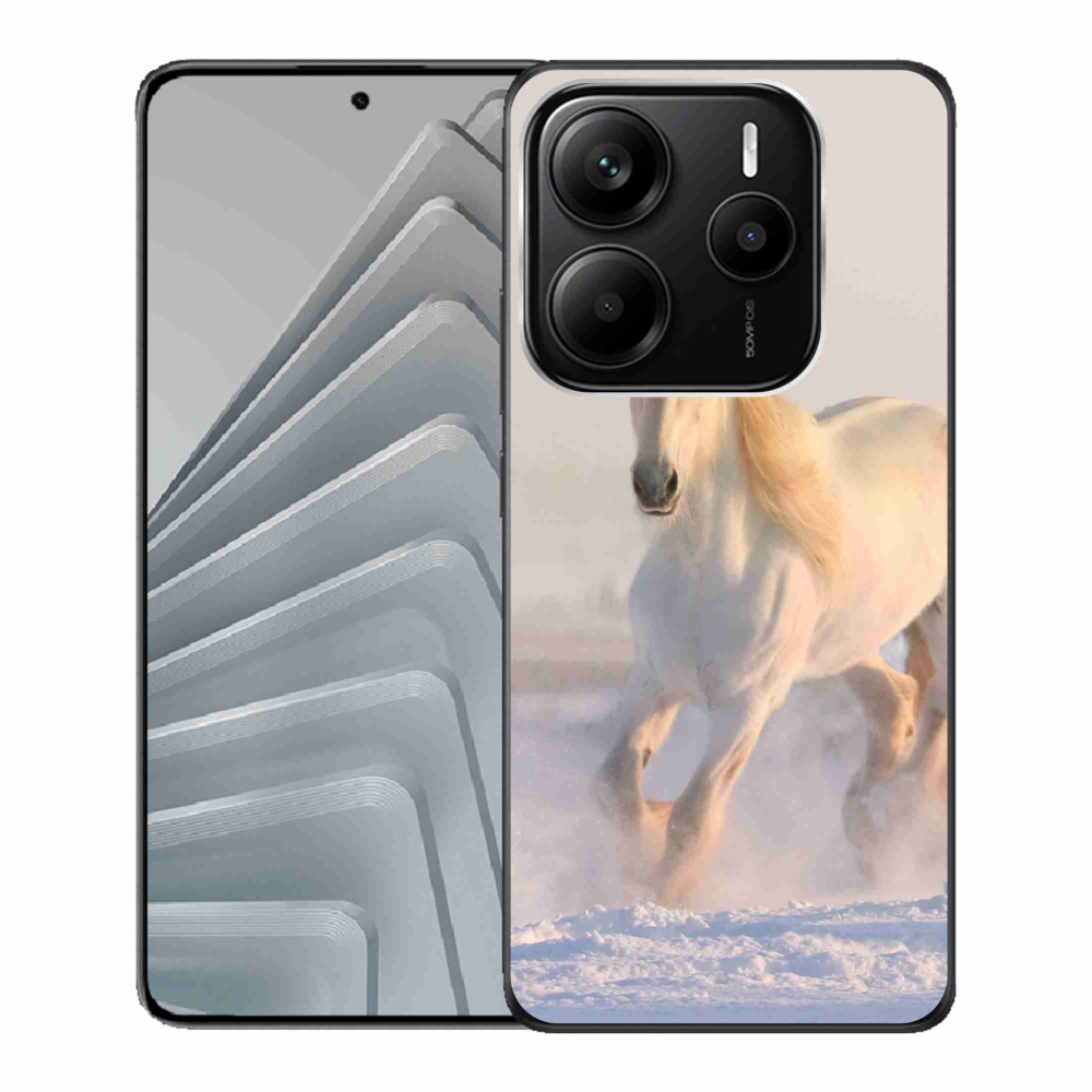 Gelový kryt mmCase na Xiaomi Redmi Note 14 5G - kůň ve sněhu
