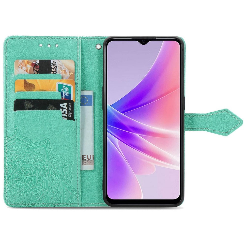 Mandala knížkové pouzdro na Realme Narzo 50 - modrozelené