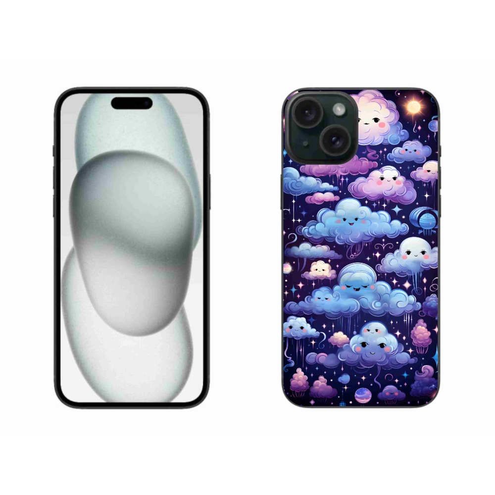 Gelový kryt mmCase na iPhone 15 Plus - mráčky
