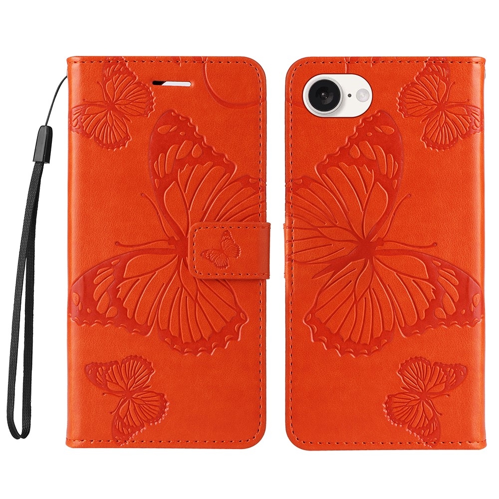 Big Butterfly knížkové pouzdro na iPhone 16e - oranžové