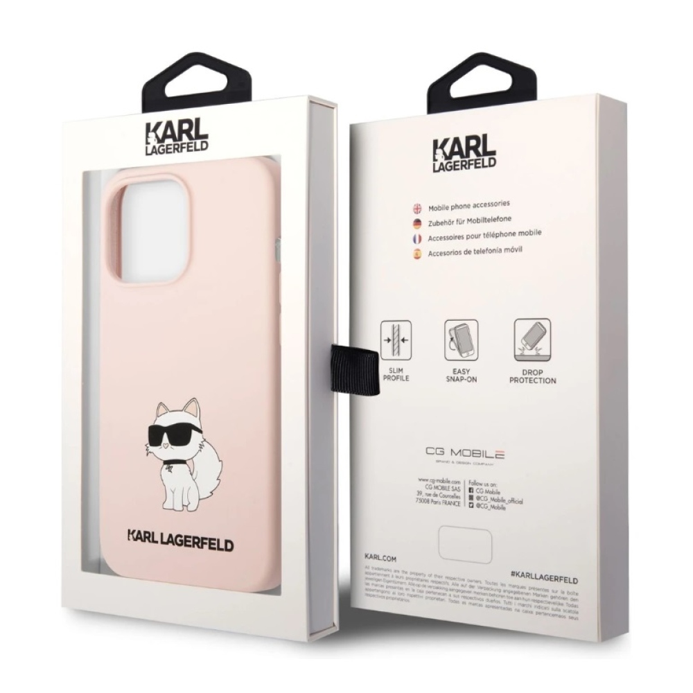 Karl Lagerfeld Liquid Silicone Choupette NFT kryt iPhone 13 Pro Max růžový