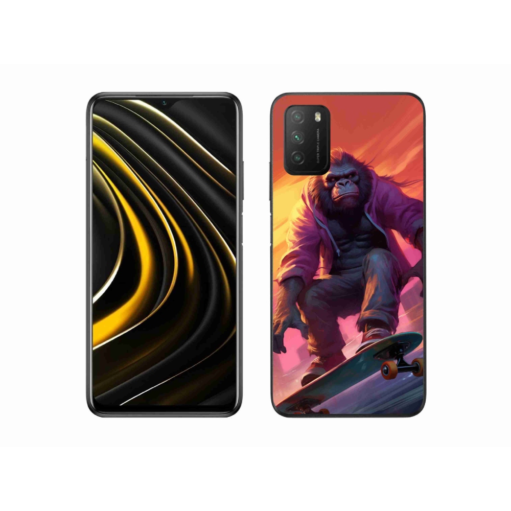 Gelový kryt mmCase na Xiaomi Poco M3 - gorila na skateboardu