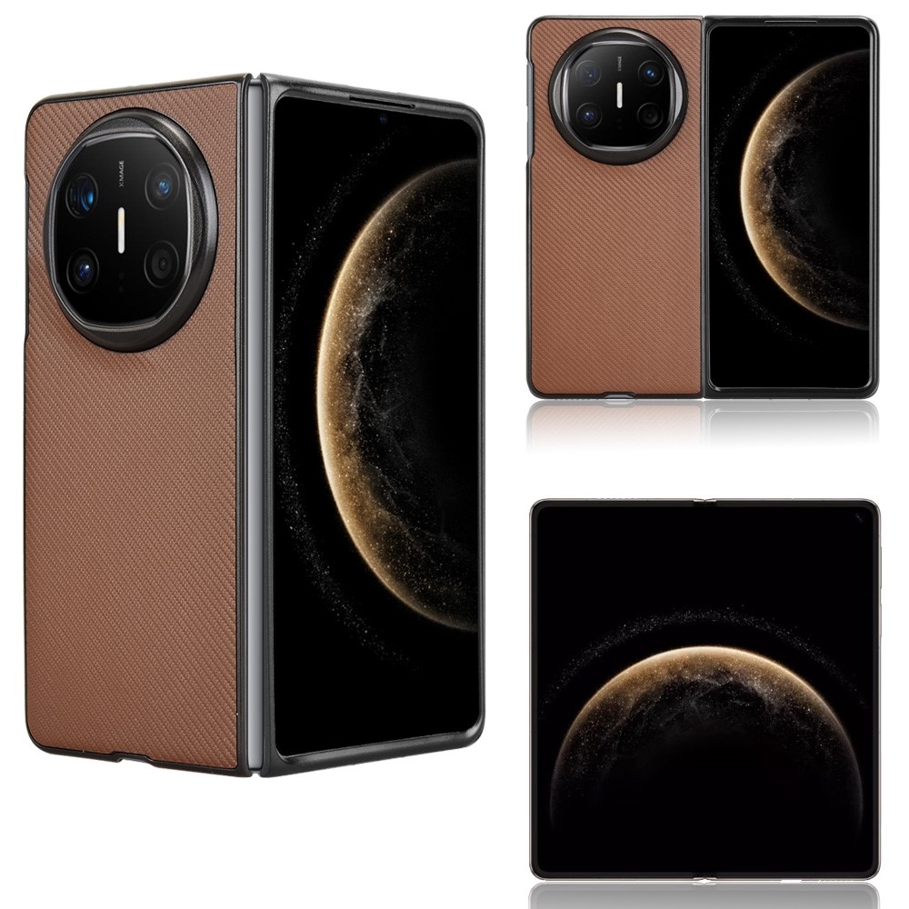 Textury plastový kryt s umělou kůží na Huawei Mate X6 - hnědý