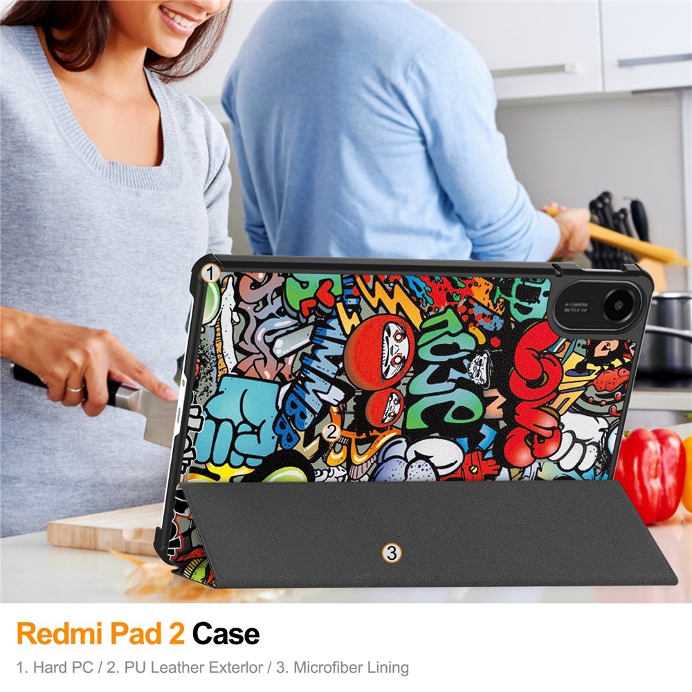 Patte chytré zavírací pouzdro na Xiaomi Redmi Pad 2 - graffiti