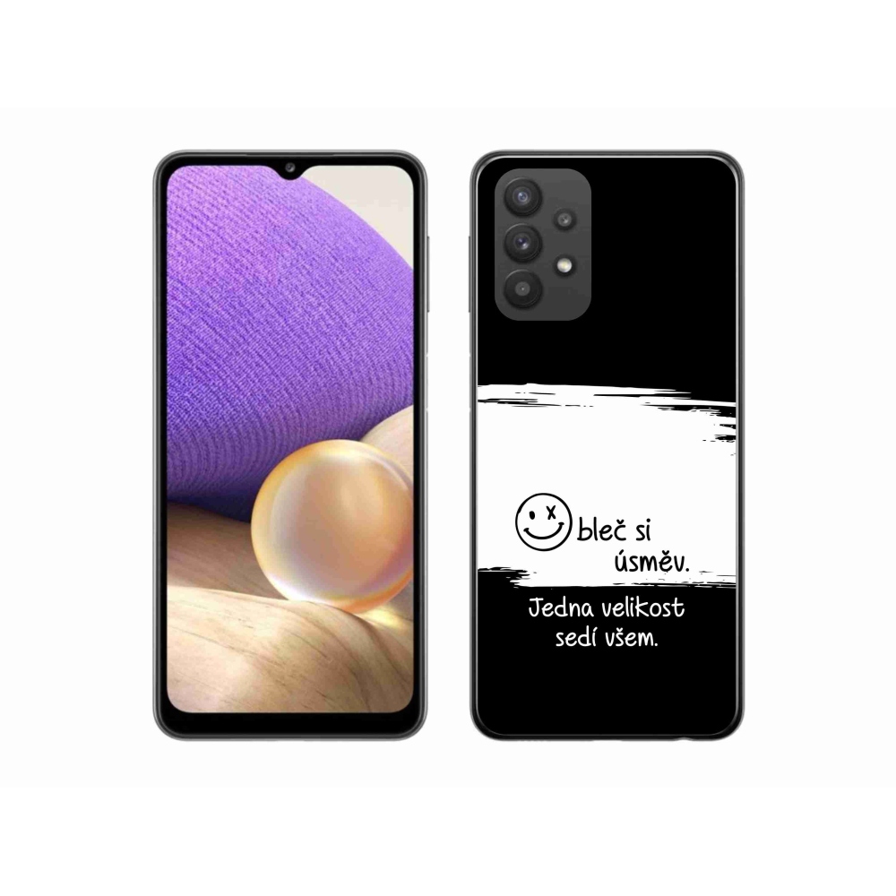 Gelový kryt mmCase na Samsung Galaxy A32 5G - vtipný text 8 bíločerné pozadí