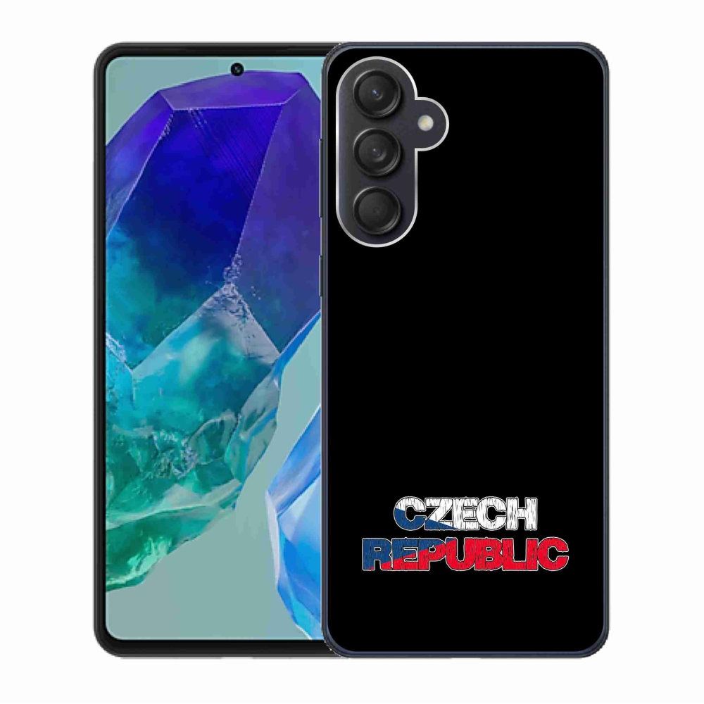 Gelový kryt mmCase na Samsung Galaxy M55 5G - Czech Republic černé pozadí