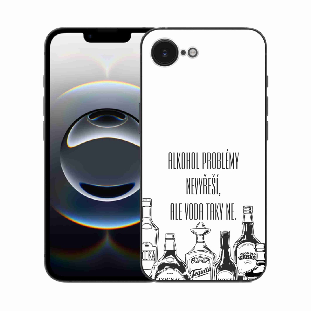 Gelový kryt mmCase na iPhone 16e - vtipný text bílé pozadí
