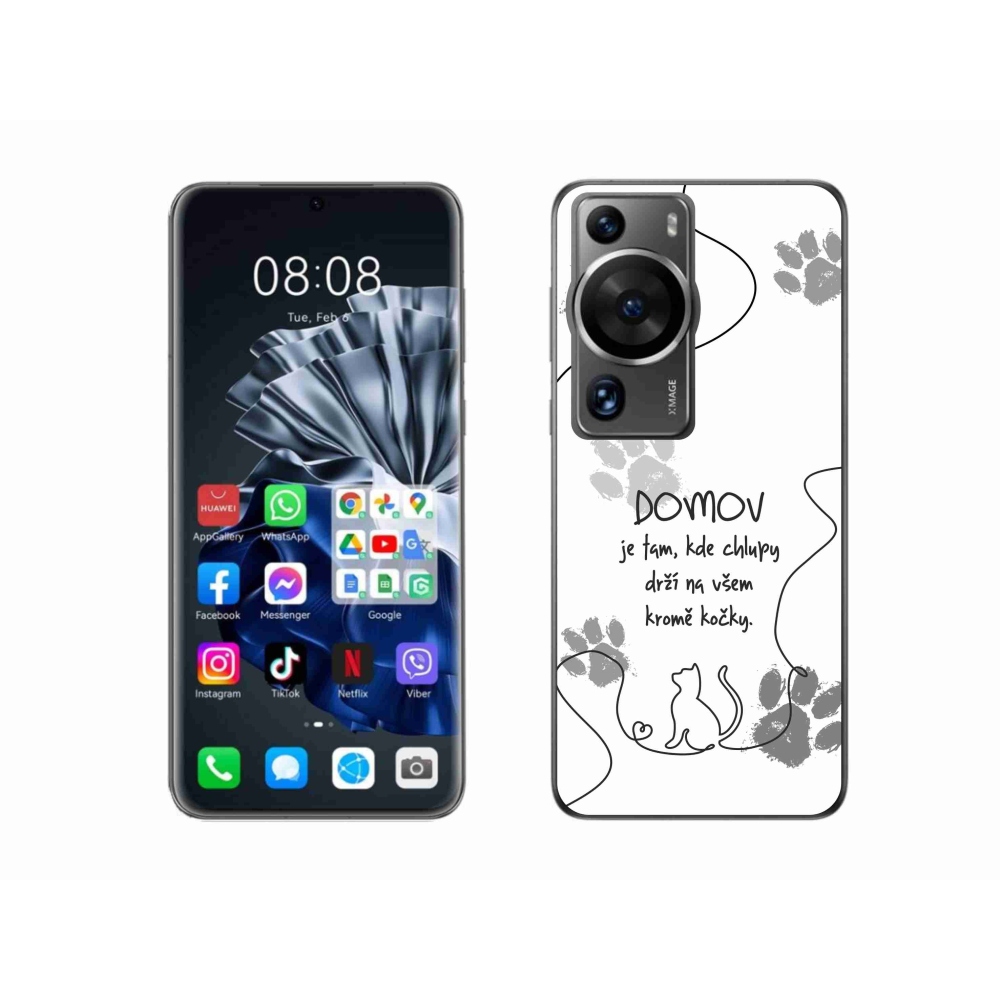 Gelový kryt mmCase na Huawei P60 Pro - kočičí motiv bílé pozadí