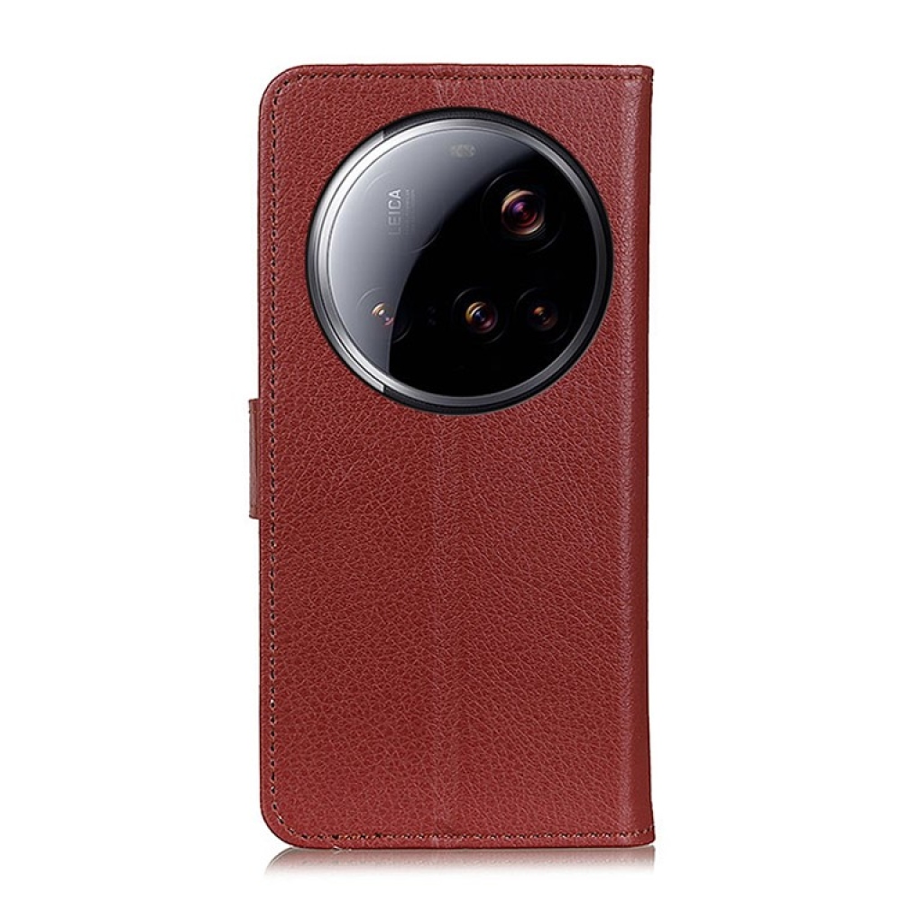 Litchie knížkové pouzdro pro Xiaomi 15 Ultra - hnědé