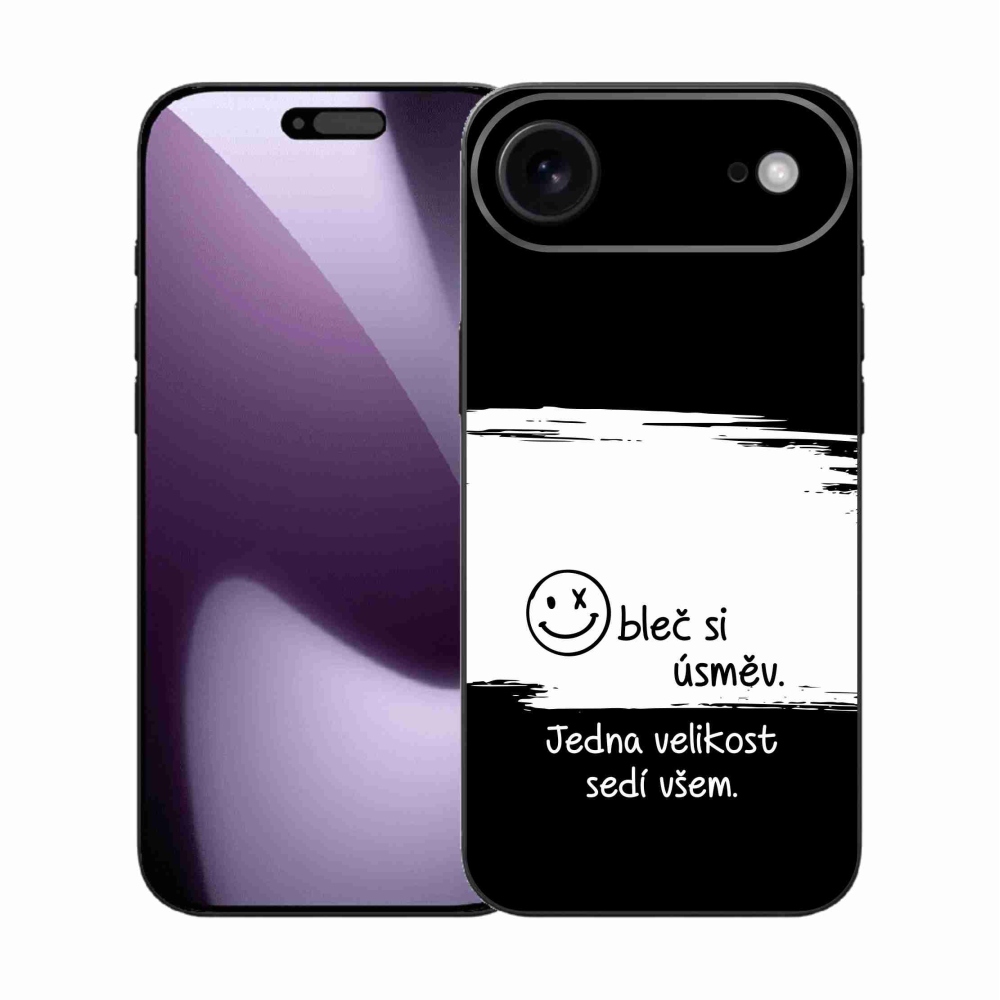 Gelový kryt mmCase na iPhone 17 Air - vtipný text 8 bíločerné pozadí
